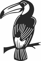 Toucan Silhouette bird on branch - For Laser Cut DXF CDR SVG Files - free download