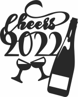 Cheers Happy new year wall sign - For Laser Cut DXF CDR SVG Files - free download