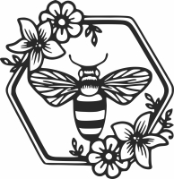 bee on floral frame clipart - Para archivos DXF CDR SVG cortados con láser - descarga gratuita