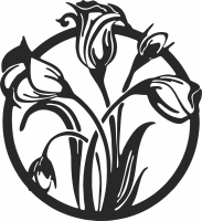 tulips flowers wall art - Para archivos DXF CDR SVG cortados con láser - descarga gratuita