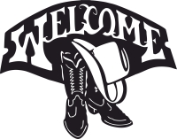 Western Boots Welcome Sign - Para archivos DXF CDR SVG cortados con láser - descarga gratuita
