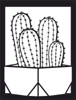 potted cactus plant home decor - For Laser Cut DXF CDR SVG Files - free download