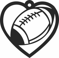 american football heart ornament - For Laser Cut DXF CDR SVG Files - free download