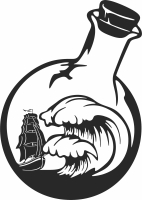 Ship in bottle art - Para archivos DXF CDR SVG cortados con láser - descarga gratuita