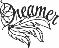 Feather dreamer decor sign - For Laser Cut DXF CDR SVG Files - free download