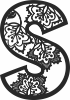 monogram letter S floral - Para archivos DXF CDR SVG cortados con láser - descarga gratuita