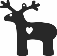 silhouette reindeer with heart - For Laser Cut DXF CDR SVG Files - free download