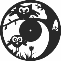 owl Wall Clock Vinyl Record - For Laser Cut DXF CDR SVG Files - free download