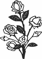 Floral Roses flowers clipart - fichier DXF SVG CDR coupe, prêt à découper pour plasma routeur laser