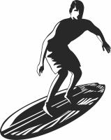 Surfboard Surfer clipart - Para archivos DXF CDR SVG cortados con láser - descarga gratuita