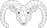 Geometric Polygon sheep with horns Head - fichier DXF SVG CDR coupe, prêt à découper pour plasma routeur laser