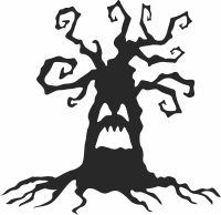 scary halloween tree - Para archivos DXF CDR SVG cortados con láser - descarga gratuita