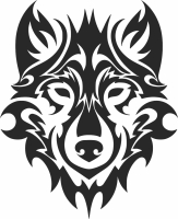 tribal wolf face - fichier DXF SVG CDR coupe, prêt à découper pour plasma routeur laser