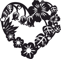 Heart love floral sign gift for valentine - Para archivos DXF CDR SVG cortados con láser - descarga gratuita