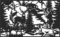 deer scene forest art - fichier DXF SVG CDR coupe, prêt à découper pour plasma routeur laser