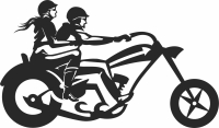 Couple on motorbike - Para archivos DXF CDR SVG cortados con láser - descarga gratuita