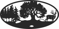 elk deer scene forest art - For Laser Cut DXF CDR SVG Files - free download