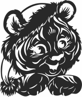 Cute Tiger with hat clipart - For Laser Cut DXF CDR SVG Files - free download