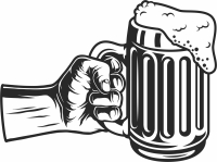 hand holding beer mug clipart - Para archivos DXF CDR SVG cortados con láser - descarga gratuita