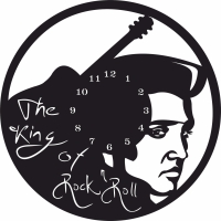 elvis the king of rock and roll wall clock - For Laser Cut DXF CDR SVG Files - free download