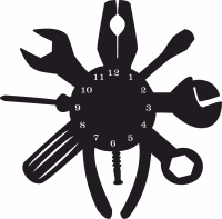 Mechanical Tools wall Clock - For Laser Cut DXF CDR SVG Files - free download