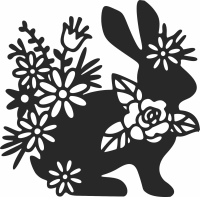 bunny with flowers - Para archivos DXF CDR SVG cortados con láser - descarga gratuita