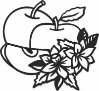 Apple fresh fruit with flowers - For Laser Cut DXF CDR SVG Files - free download
