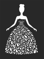 girl with floral dress clipart - For Laser Cut DXF CDR SVG Files - free download