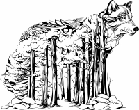 wolf forest scene wall art - Para archivos DXF CDR SVG cortados con láser - descarga gratuita