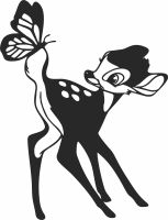 Deer with butterfly wall decor - fichier DXF SVG CDR coupe, prêt à découper pour plasma routeur laser