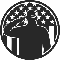 veterans day soldier with usa flag sign - Para archivos DXF CDR SVG cortados con láser - descarga gratuita