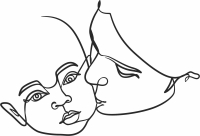 Mother kissing Baby one line art - fichier DXF SVG CDR coupe, prêt à découper pour plasma routeur laser