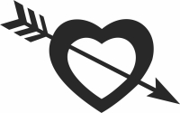 heart arrow love sign - fichier DXF SVG CDR coupe, prêt à découper pour plasma routeur laser