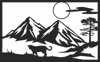 outdoor lion scene - Para archivos DXF CDR SVG cortados con láser - descarga gratuita