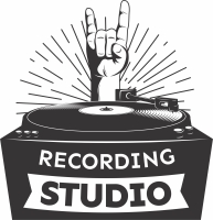 music recording studio logo sign - fichier DXF SVG CDR coupe, prêt à découper pour plasma routeur laser