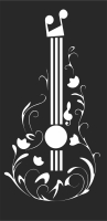 floral guitar clipart - Para archivos DXF CDR SVG cortados con láser - descarga gratuita