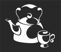 coffee tea cup pot art sign - Para archivos DXF CDR SVG cortados con láser - descarga gratuita