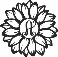 Monogram letter Sunflower flower clipart - For Laser Cut DXF CDR SVG Files - free download