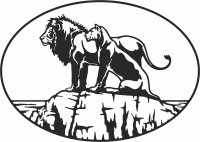 Lion and Lioness Silhouette scene - Para archivos DXF CDR SVG cortados con láser - descarga gratuita