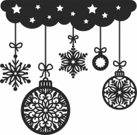 christmas ornaments flakes gifts clipart - For Laser Cut DXF CDR SVG Files - free download