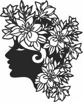 woman with flowers hair cliparts - For Laser Cut DXF CDR SVG Files - free download