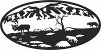 wolves elk scene forest art - Para archivos DXF CDR SVG cortados con láser - descarga gratuita