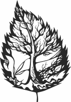 leaf tree wall arts - Para archivos DXF CDR SVG cortados con láser - descarga gratuita
