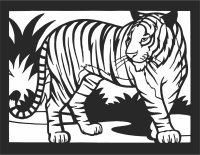 tiger scene art wall decor - For Laser Cut DXF CDR SVG Files - free download