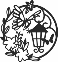 butterfly wreath with flowers - Para archivos DXF CDR SVG cortados con láser - descarga gratuita