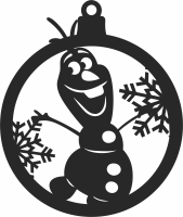 Frozen olaf Christmas ball ornament - For Laser Cut DXF CDR SVG Files - free download