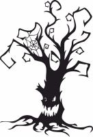 Halloween creepy scary bare tree monster - For Laser Cut DXF CDR SVG Files - free download