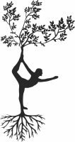 Tree with Yoga women - fichier DXF SVG CDR coupe, prêt à découper pour plasma routeur laser