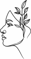 Woman Face One Line arts - Para archivos DXF CDR SVG cortados con láser - descarga gratuita