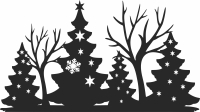 christmas tree scene - For Laser Cut DXF CDR SVG Files - free download